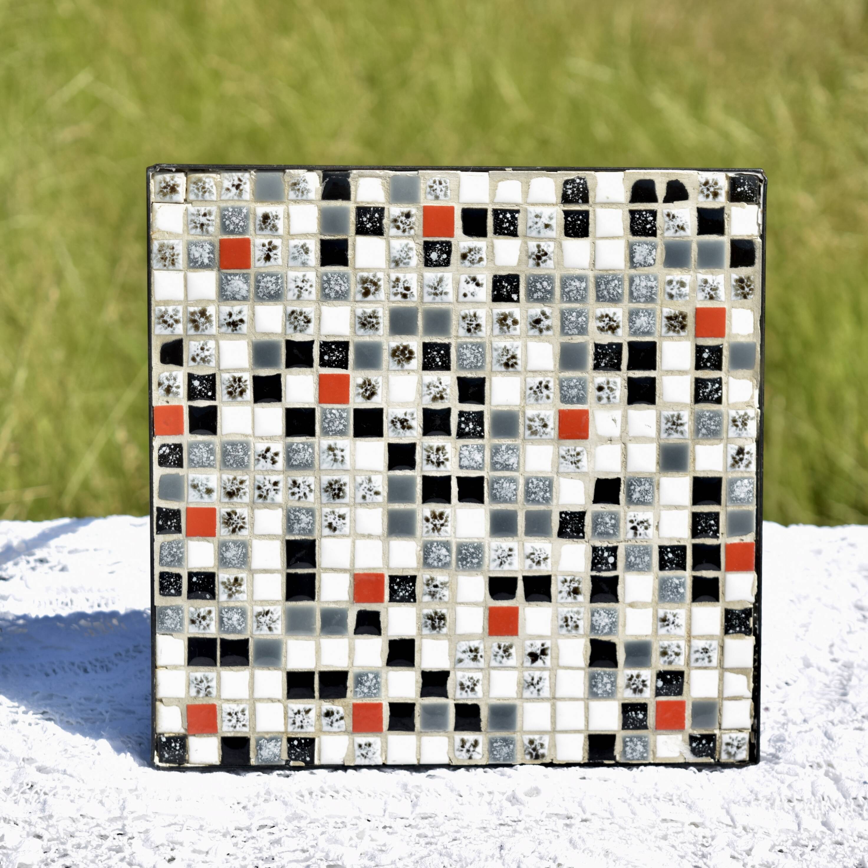 Small vintage mosaic tile side table