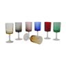 Lot de 7 verres à pied en verre coloré, vintage