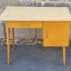 Wood and formica desk, compass feet, vintage, 70s