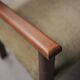 French modernist armchair in wood and green velvet, 1950s