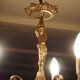 Vintage Italian bronze brass three-branch female figurine chandelier c. 1950s