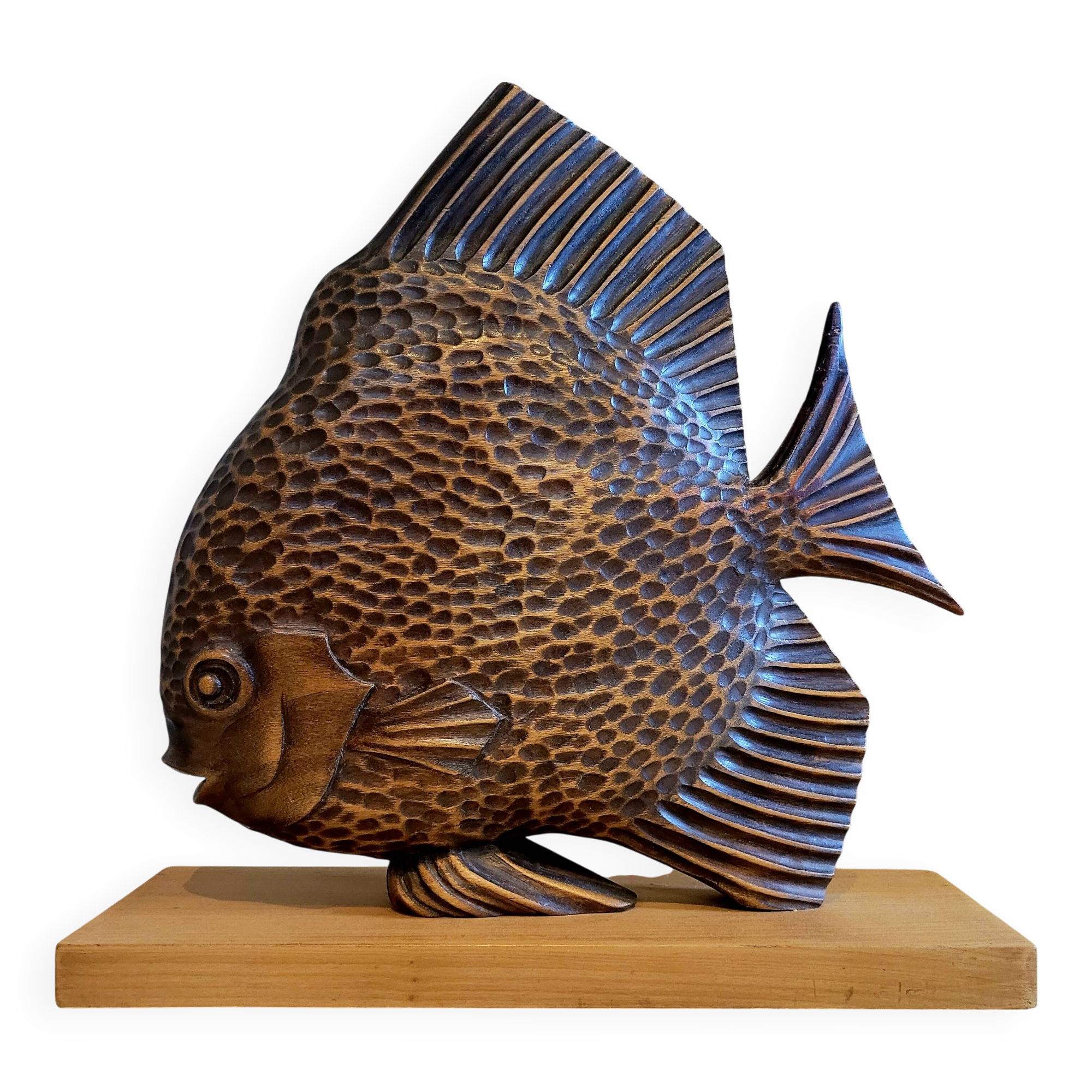 Old vintage wooden sculpture from the 40s-50s signed Rignault