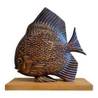 Old vintage wooden sculpture from the 40s-50s signed Rignault