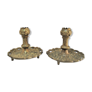 Paire de bougeoirs bronze