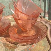 Vintage vereco pink cups France six-serve