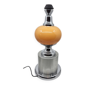 Diderot Delmas lamp in orange opaline with chrome base France 1970 Vintage
