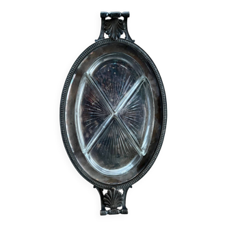 Vintage French-style serving set with 4 cut glass bowls