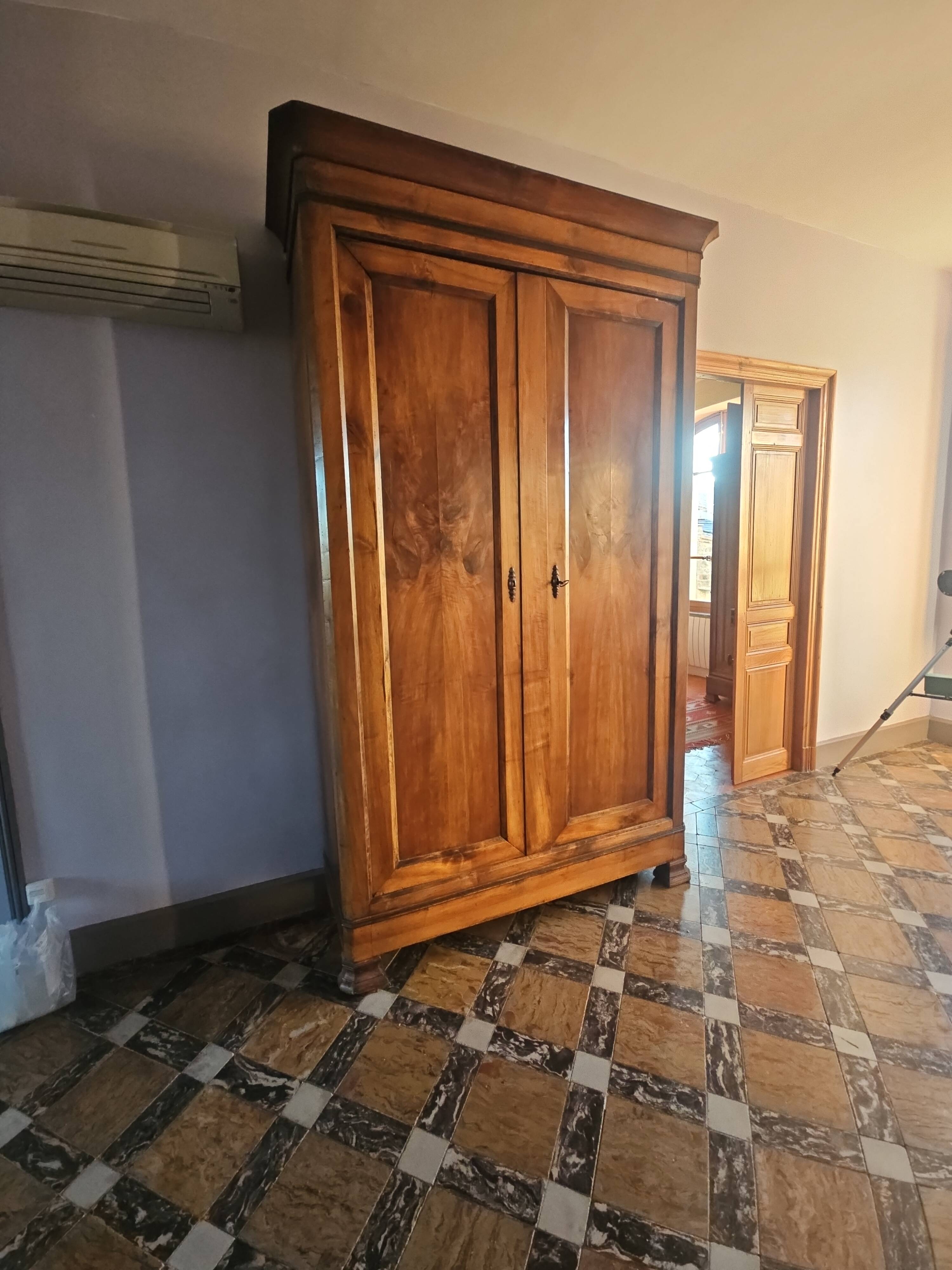 Walnut wardrobe, late 19th century