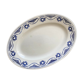 Navy blue oval dish Choisy Le Roy