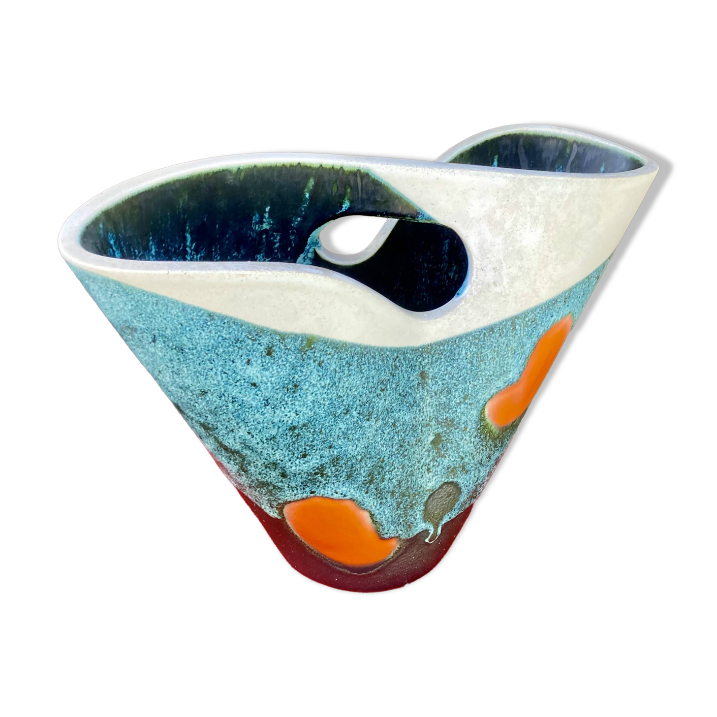 Modernist ceramic vase Elchinger, France vintage 1950 - 1960
