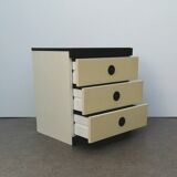 Vintage 3-drawer bedside table in wood and vintage veneer 1970