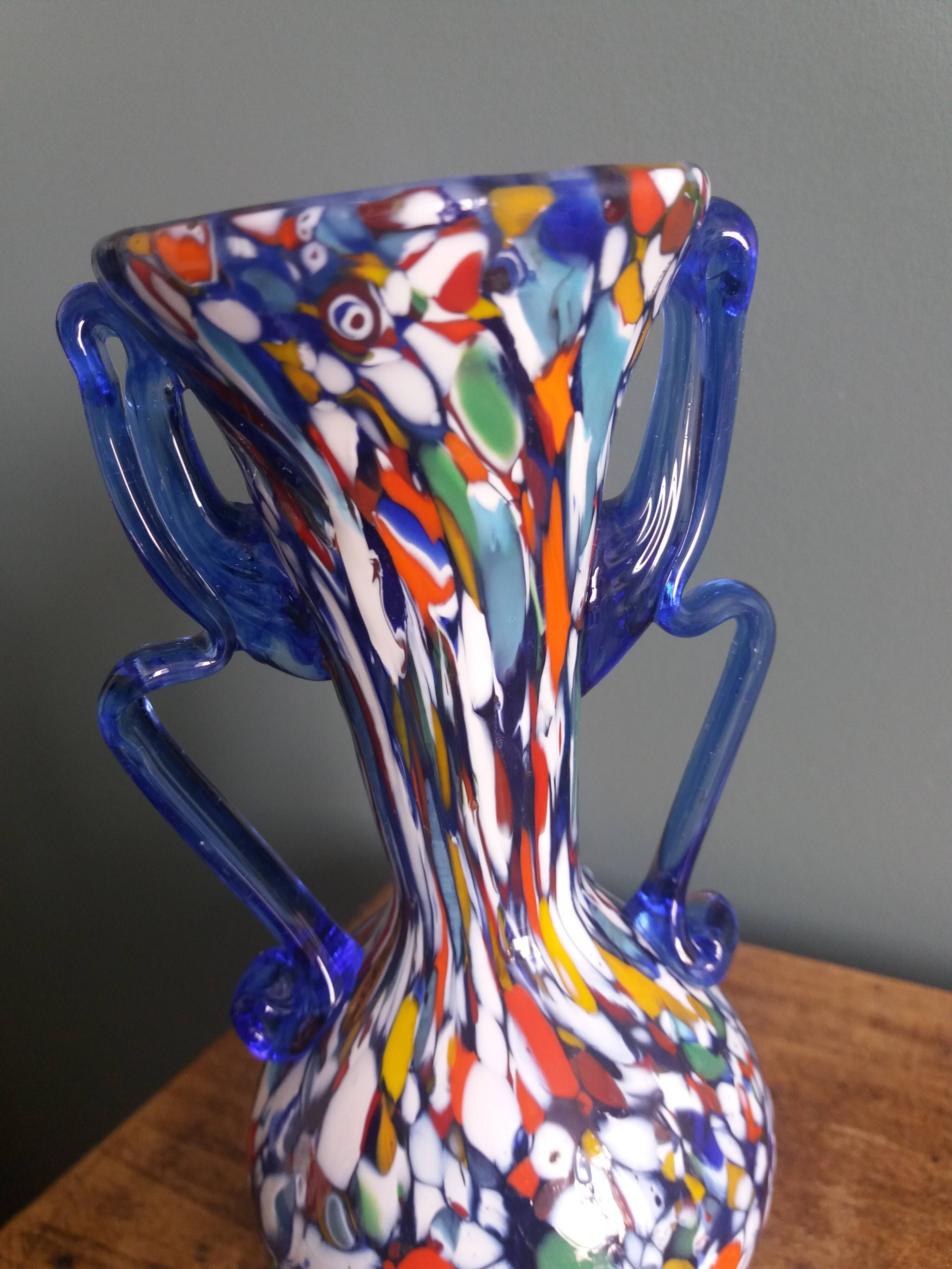 Murano polychrome blown glass vase