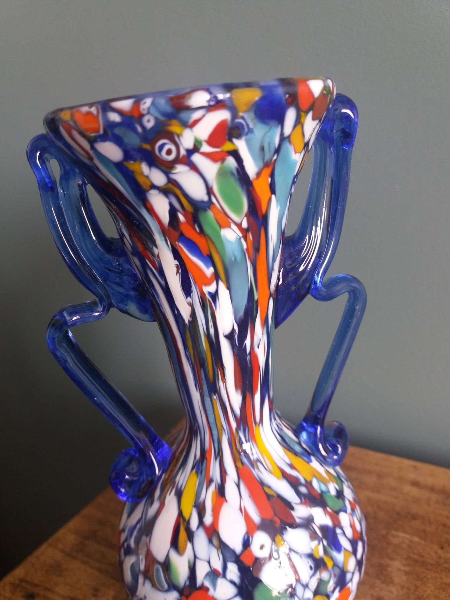 Murano polychrome blown glass vase