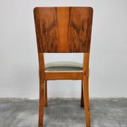 Set of six Art Deco dining chairs in walnut root veneer, 1940s.