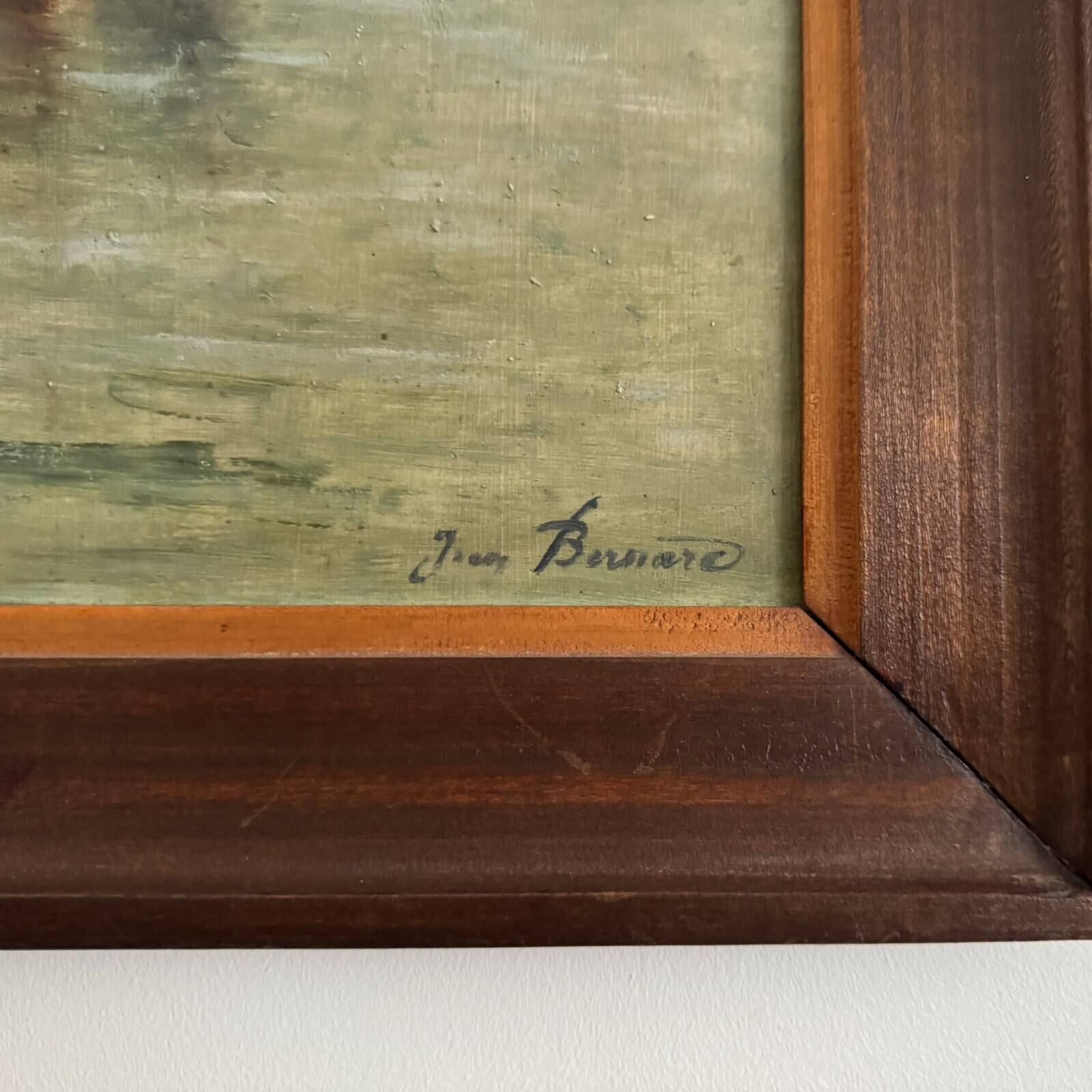 Oil on panel 20th century fishing boats by Jean Bernard Saint-Nazaire