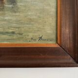 Oil on panel 20th century fishing boats by Jean Bernard Saint-Nazaire