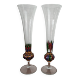 Set of two antique hand-painted glass king and queen bohemian decor