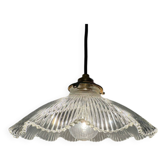 1950s holophane glass pancake chandelier