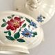 Small vintage ivory earthenware tureen with flowers, Digoin Sarreguemines
