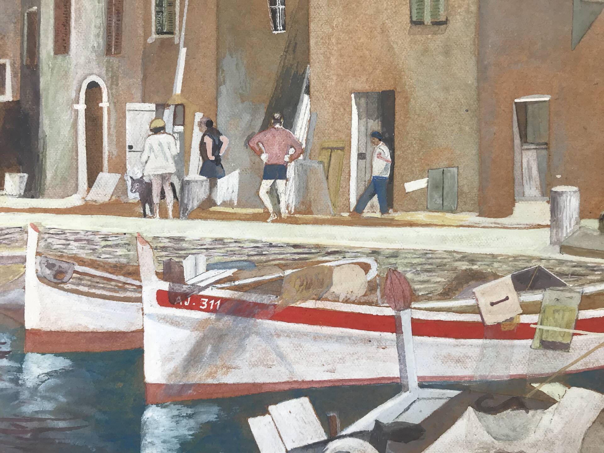 Le port d’ajaccio,gouache d’antoine romi