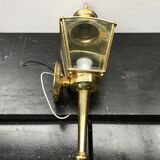 Gold metal lantern wall light with vintage beveled glass
