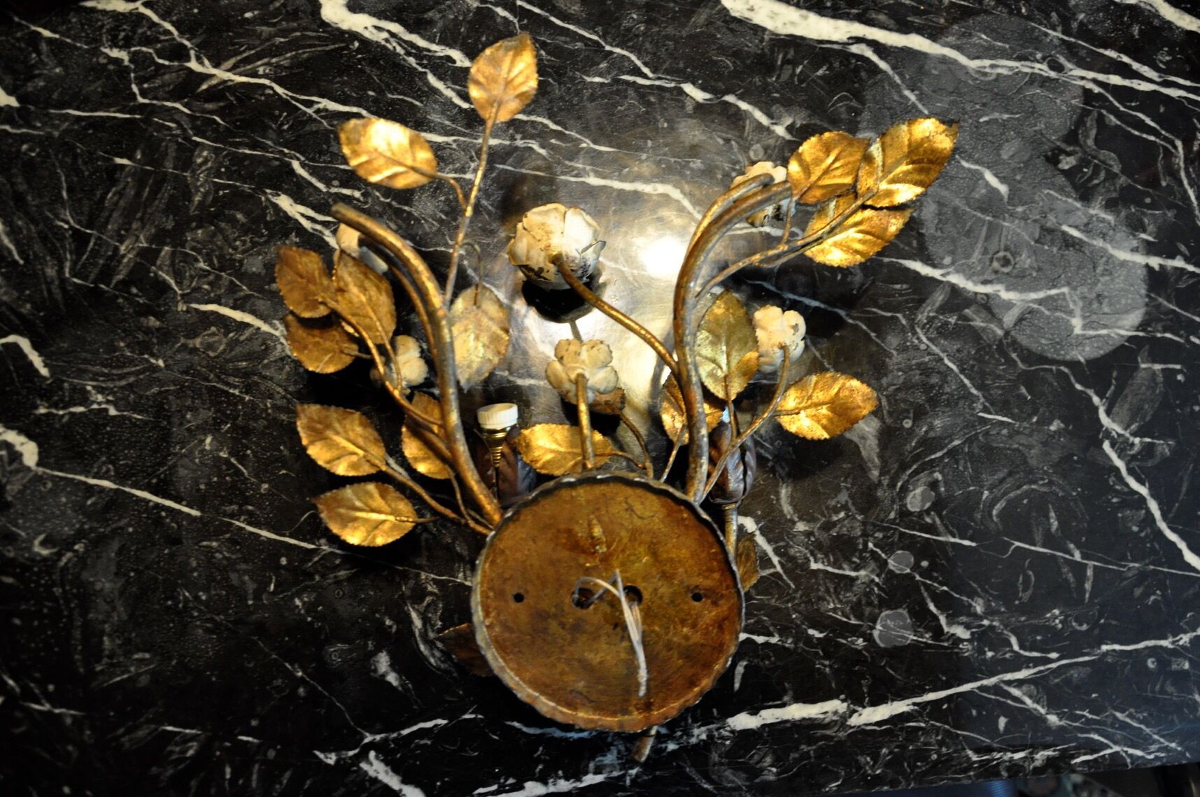 Floral wall lamp regency, midcentury, Italy