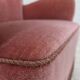 1970s, Danish armchair, salmon pink furniture velour, oak wood legs.