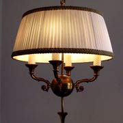 French antique empire style 4 light chandelier pleated cream fabric shade 4311