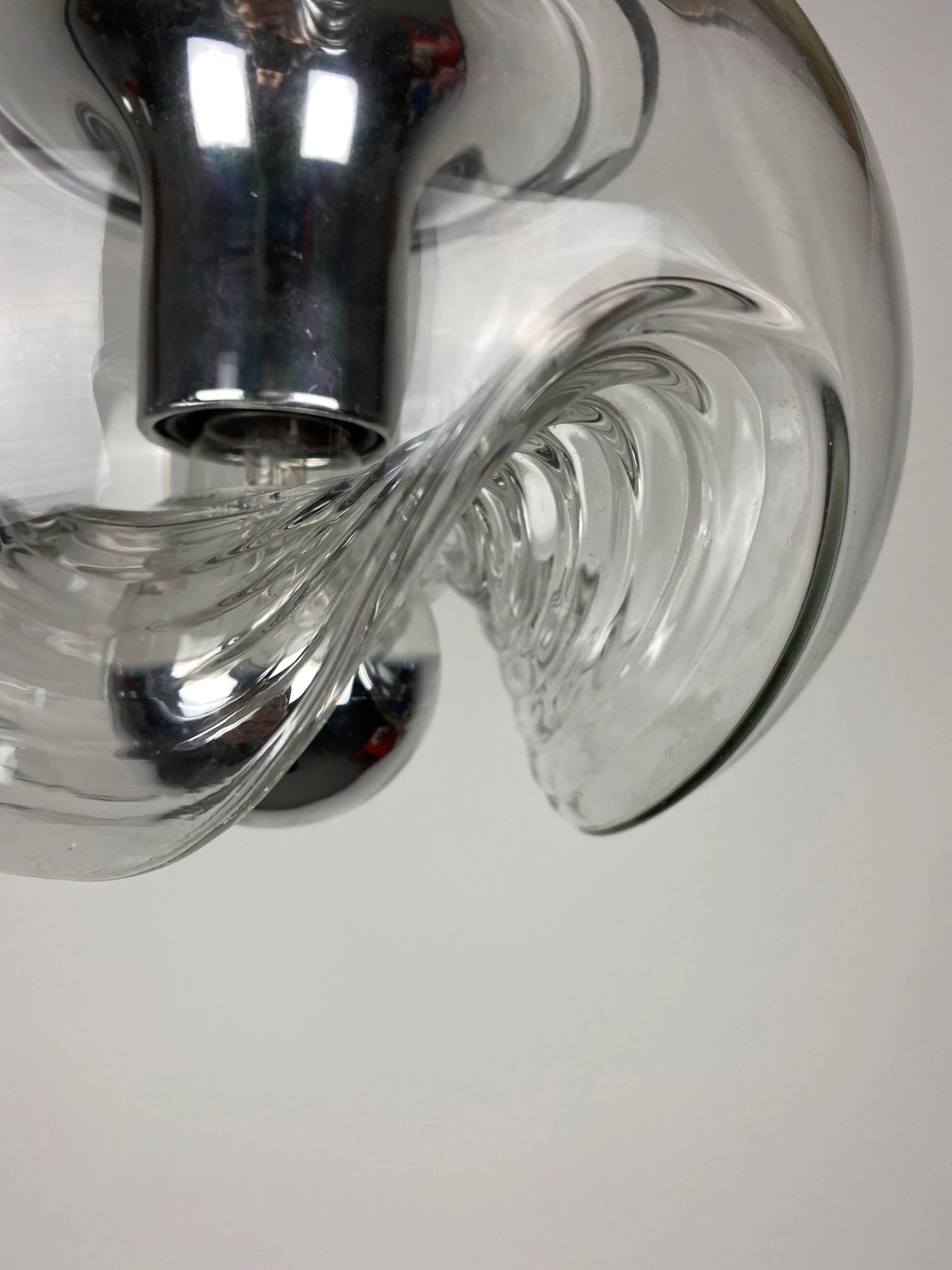 Peill & Putzler Futura suspension in ribbed glass and chrome 1970