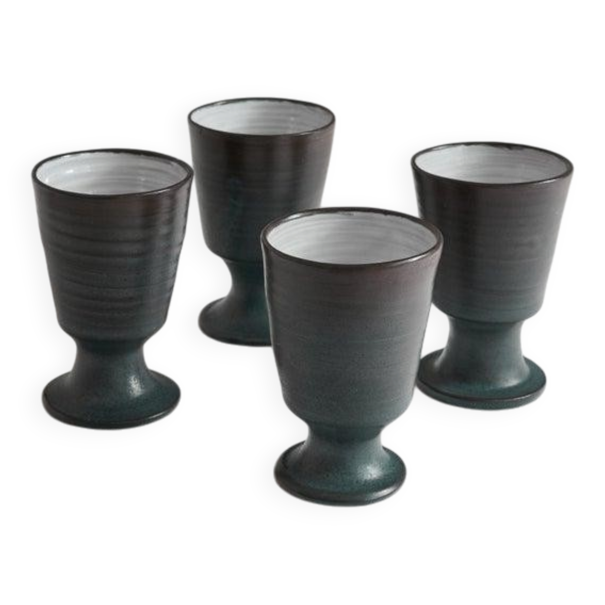 Set von 4 holländischen Mid Century Studio Pottery Bechern