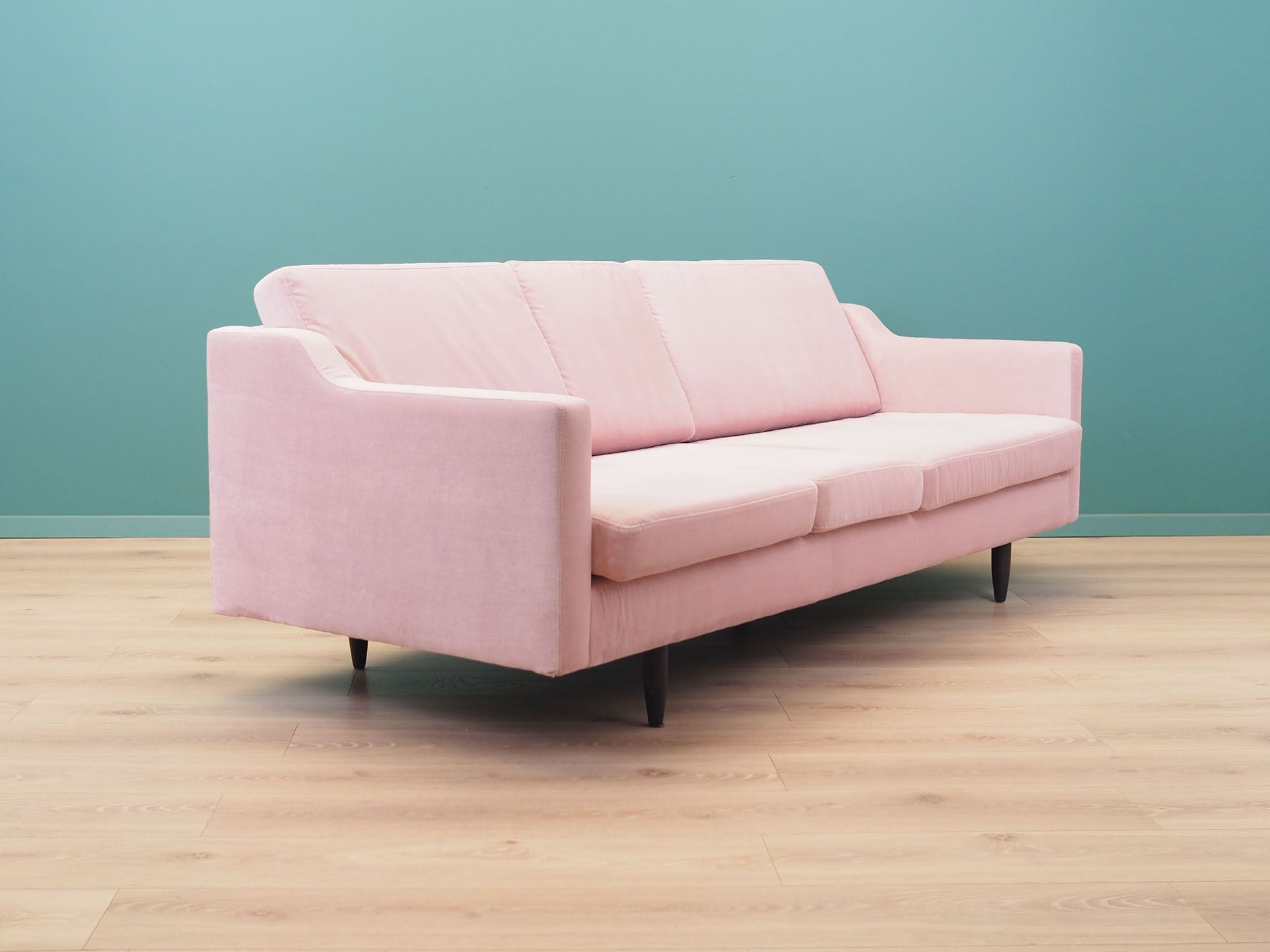 Pink velvet sofa, Danish design, 80's, production: Denmark