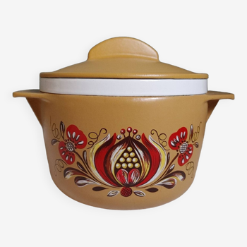 Vintage 70's caquelon, fondue pot in enameled cast iron, nomar brand, kalinka model
