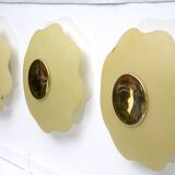Set of three wall lamps by Fabbian in murano glass and brass. Italy 1970s