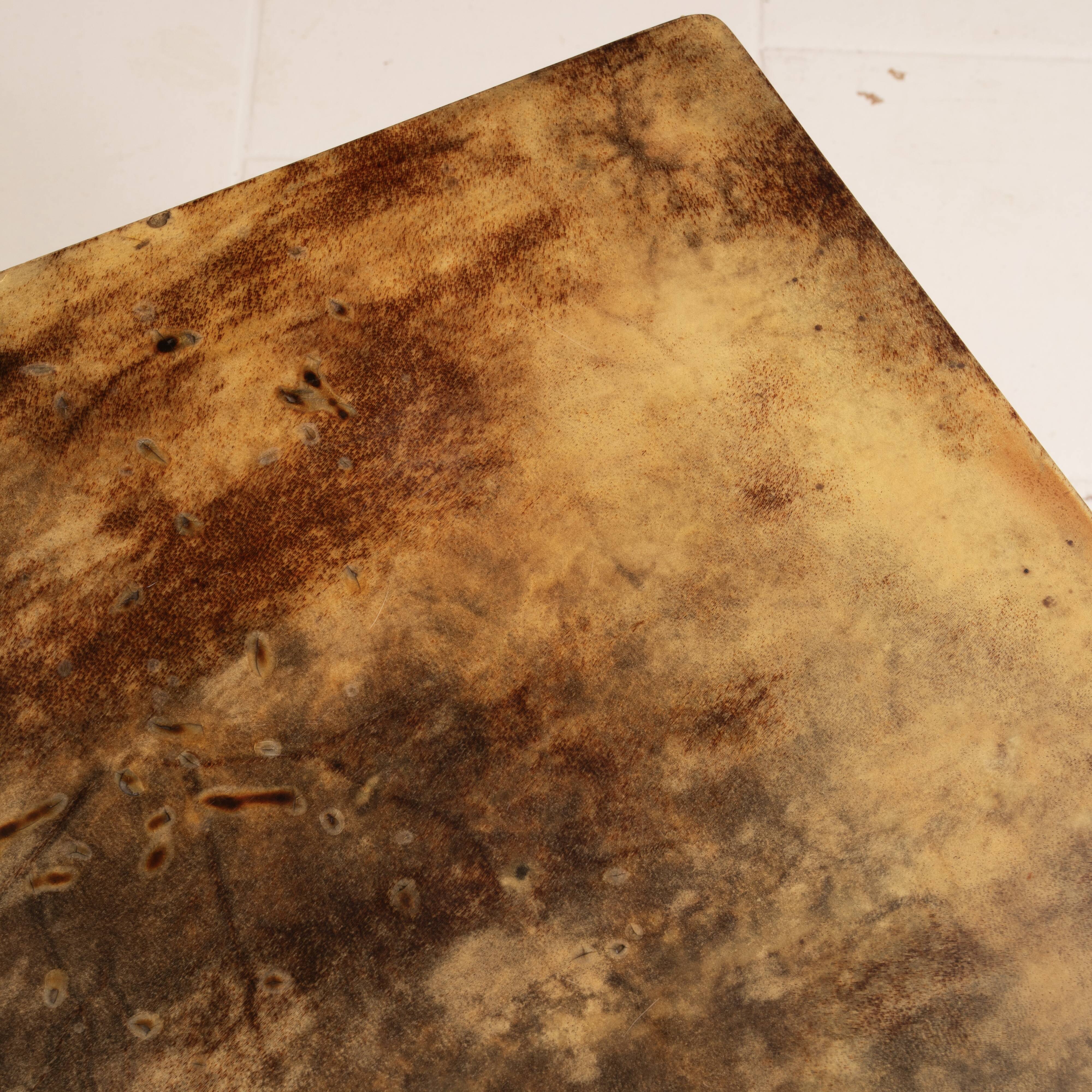 Rectangular parchment low coffee table by Aldo Tura 1950