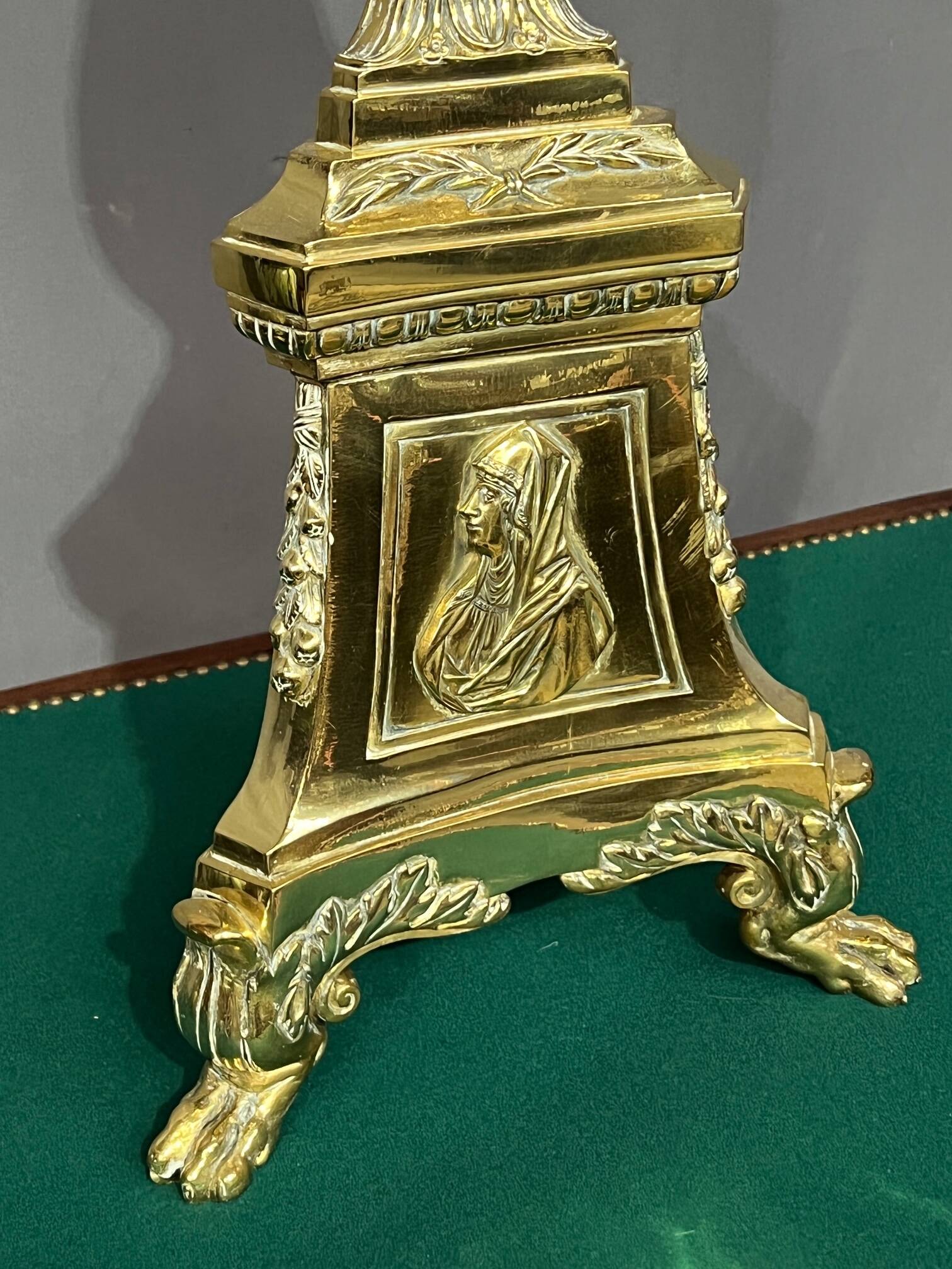 Large solid bronze floor candle holder.