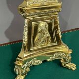 Large solid bronze floor candle holder.