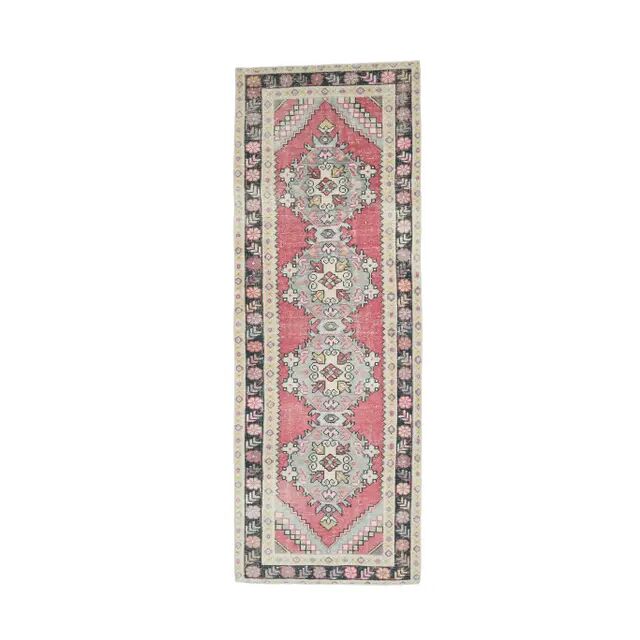 1970s Turkish Hand-Knotted Runner Rug 99x288