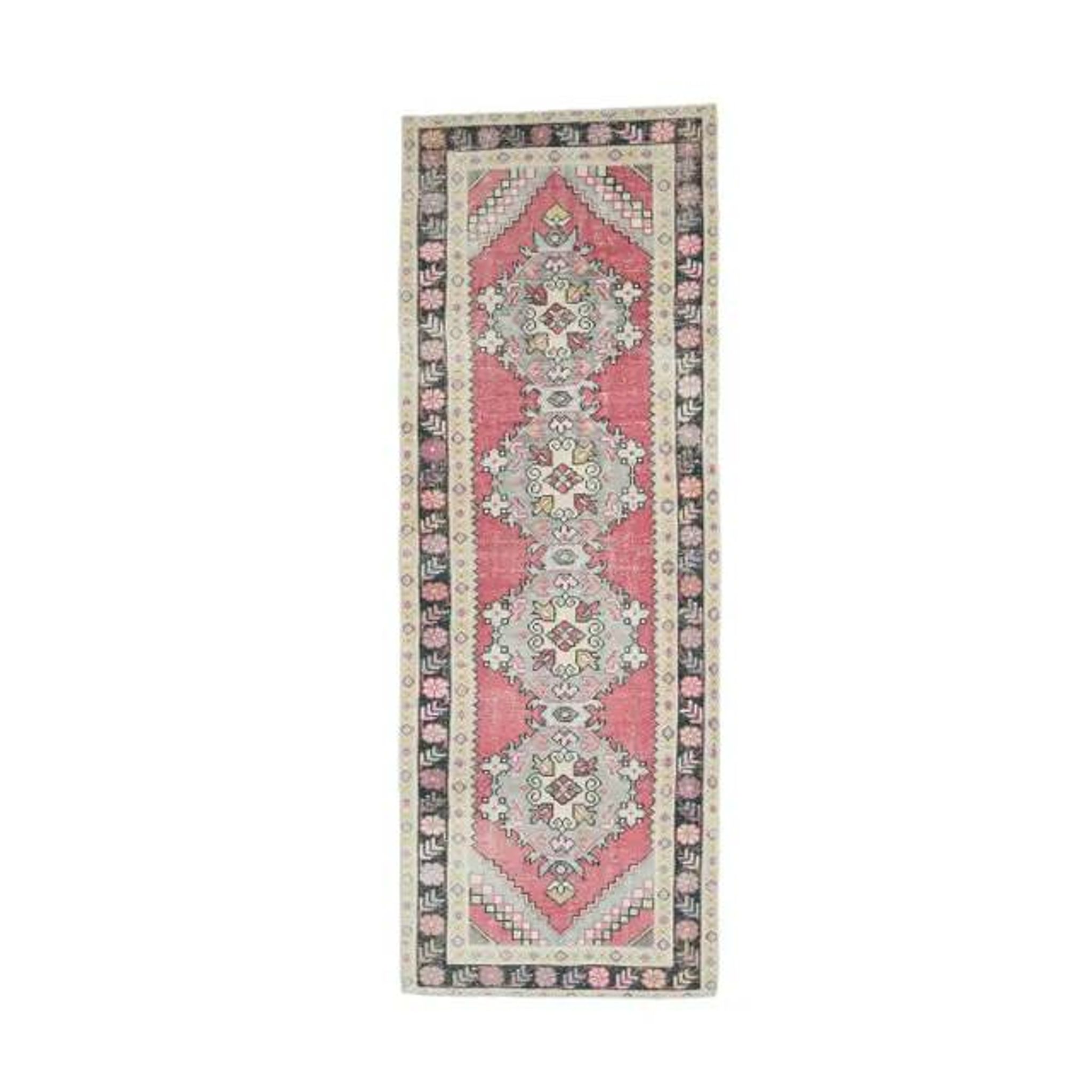Tapis couloir turc noué à la main des années 1970 99x288