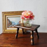 Repose-pied vintage 1960 en bois