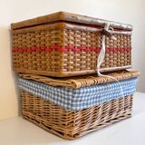 2 chanel boxes in vintage rattan