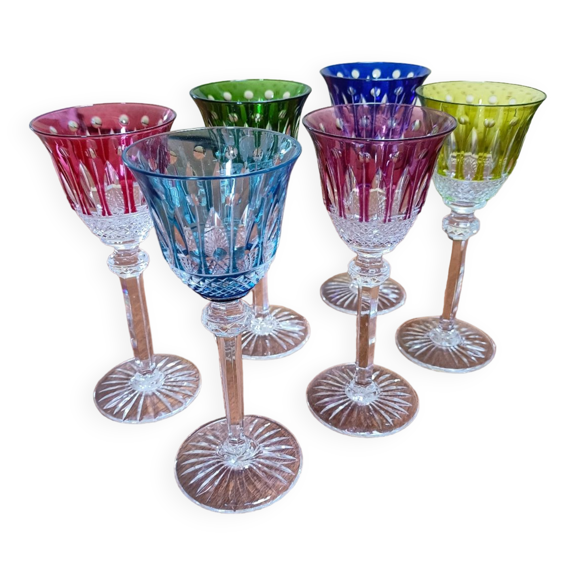 6 Saint Louis lined crystal wine glasses, Tommy model