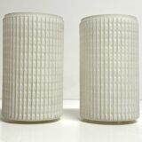 Pair of Scandinavian Wall Lights - Opaline Brass Wood - 50's 60's