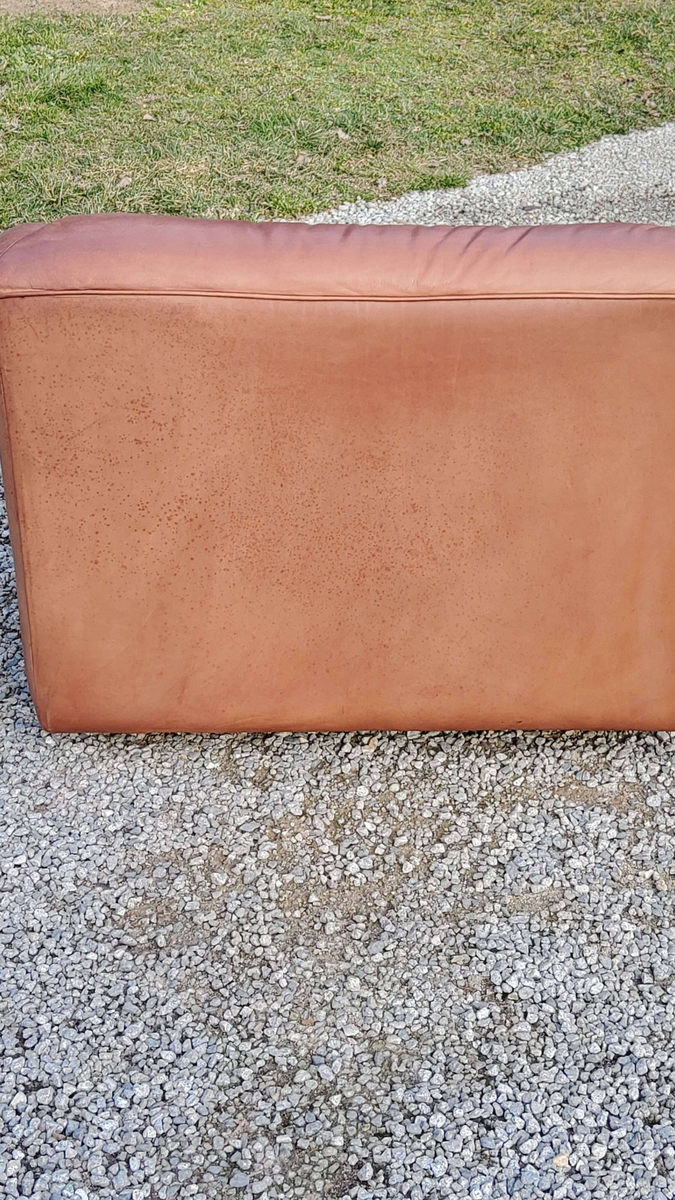 Pair of armchairs and De Sede sofa in cognac leather from the 70s/80s