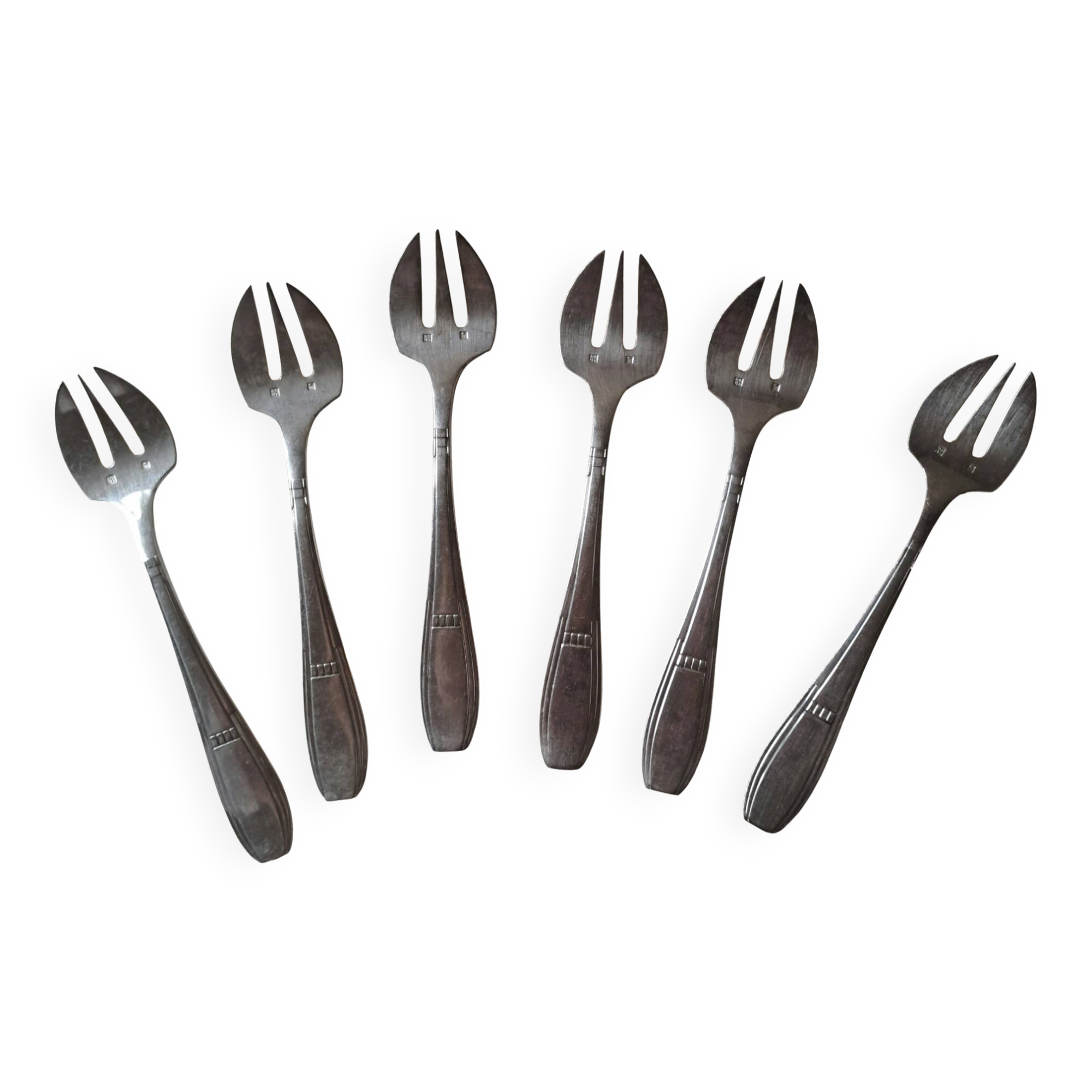 6 silver-plated oyster forks Joseph Buisson Orbrille