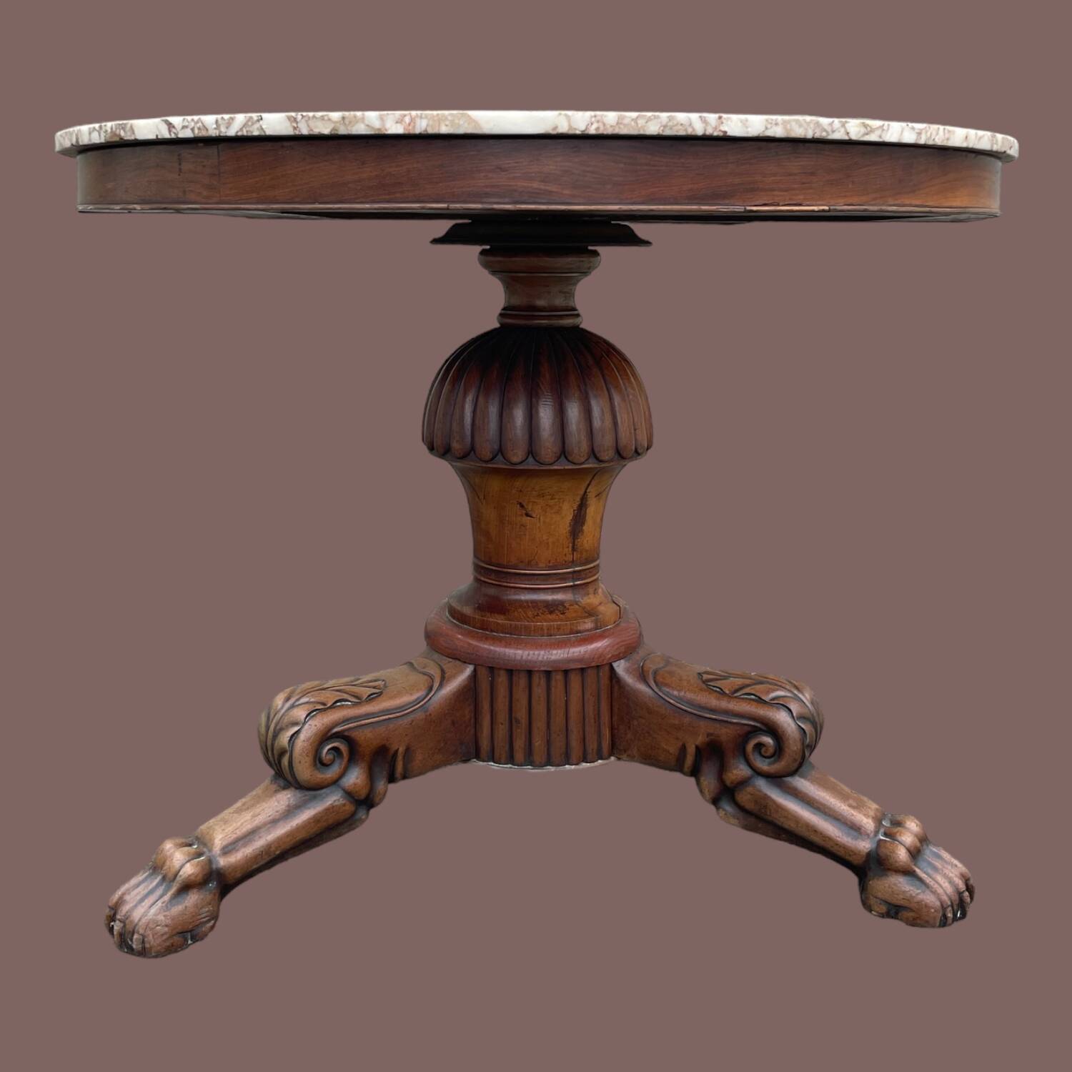 Drum table, 19th century mahogany pedestal table