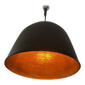 Lustre métal noir mat - interieur doré
