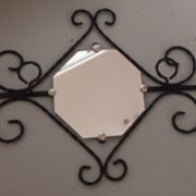 Wall coat rack in wrought iron and mirror 1950