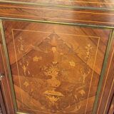 Buffet meuble d'appuie Napoléon iii en marqueterie florale et marbre 19ème