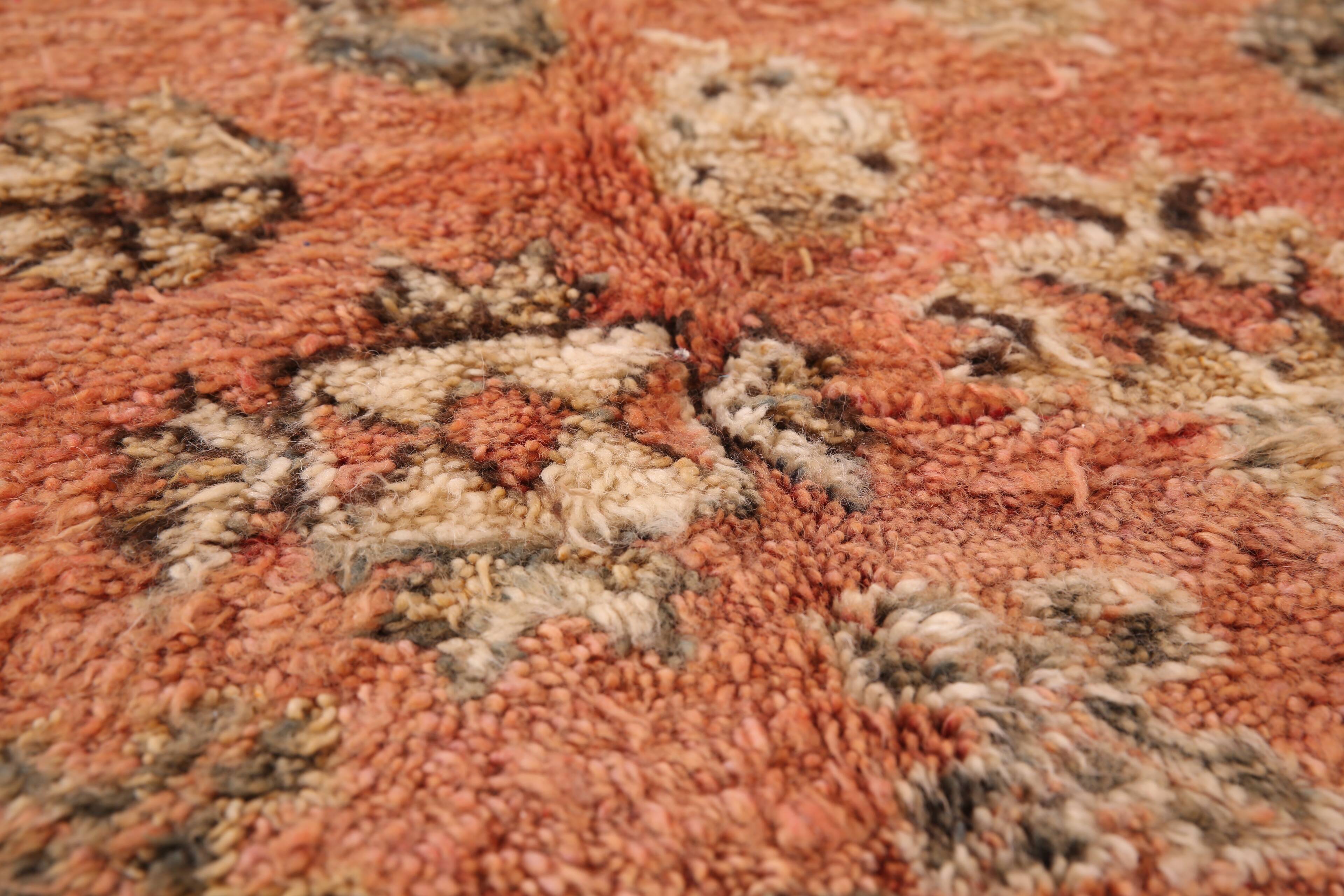 Peach Vintage Moroccan Rug 180 x 305 cm, Berber Wool Rug, Handmade Boho Rug
