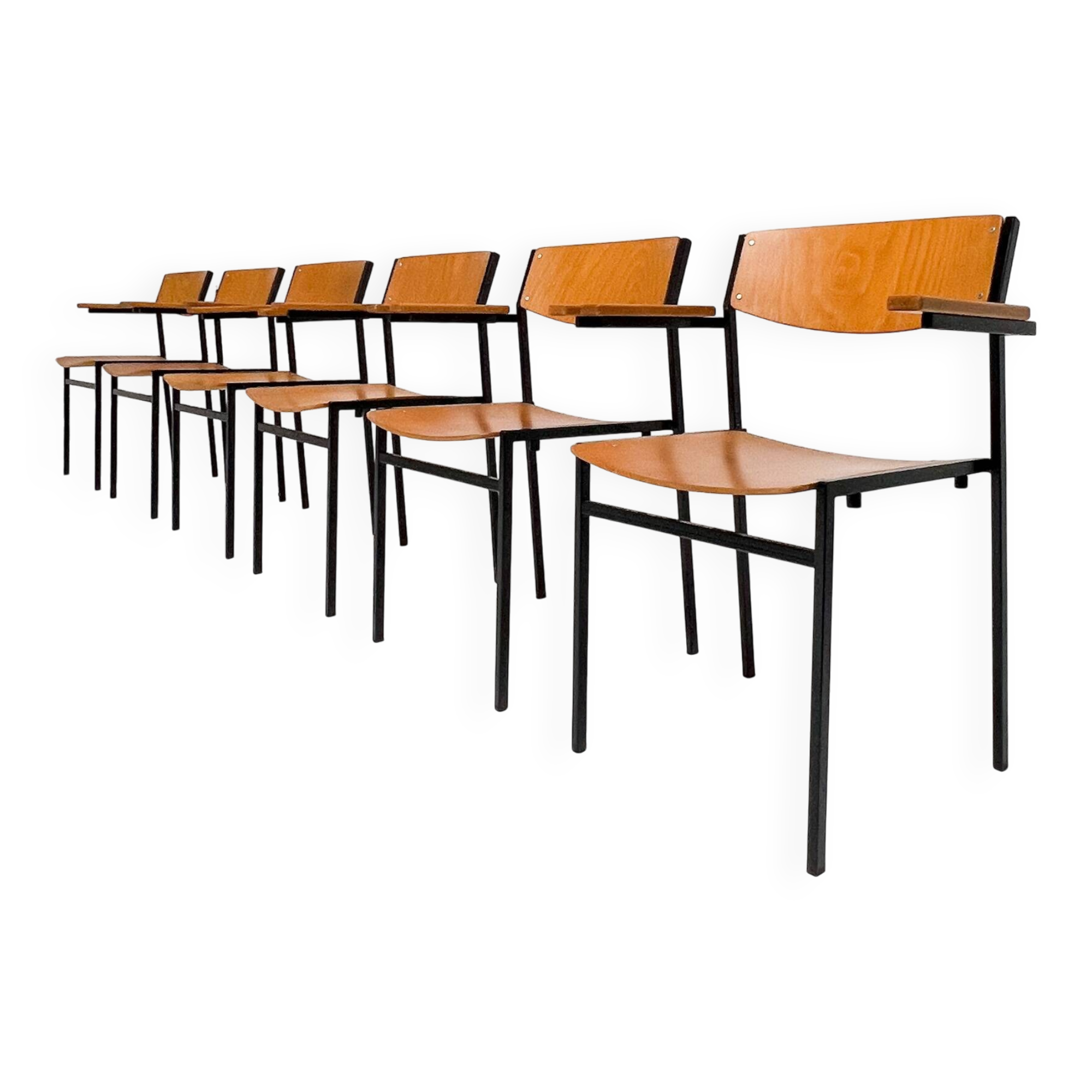 6 chaises empilables par Gijs van der Sluis, 1970